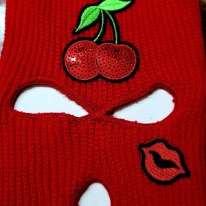 3 hole ski mask custom Red Cherry's & lips 💋 sequence Cherry